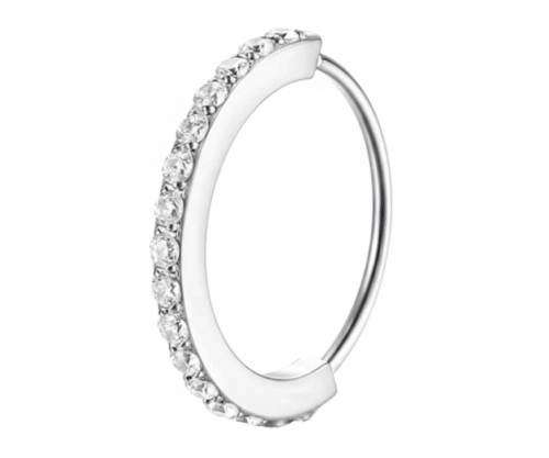 Piercing Argola Aço Cirúrgico Torção 1 Fileira Zircônia Cravejada Cod 10714