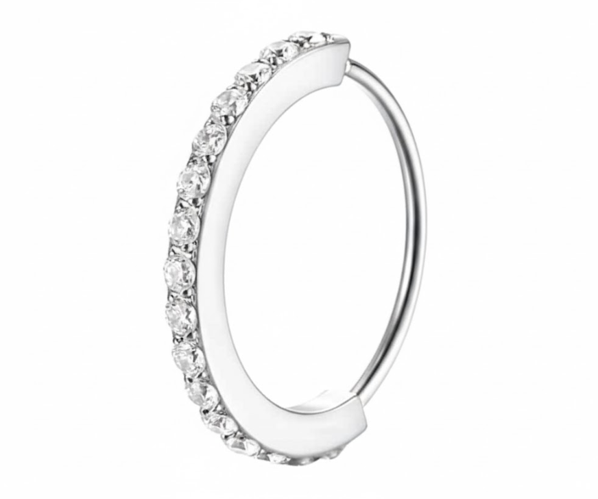 Piercing Argola Aço Cirúrgico Torção 1 Fileira Zircônia Cravejada Cod 10714