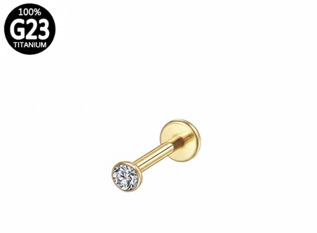 Piercing Labret Titânio Rosca Interna Ponto De Luz Zircônia Cod 7919 7920 7921