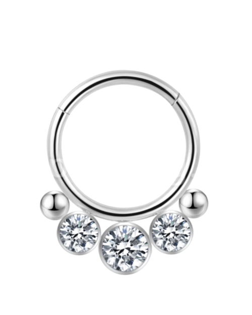 Piercing Argola Aço Cirúrgico 3 Zircônias Cod 14273 14272