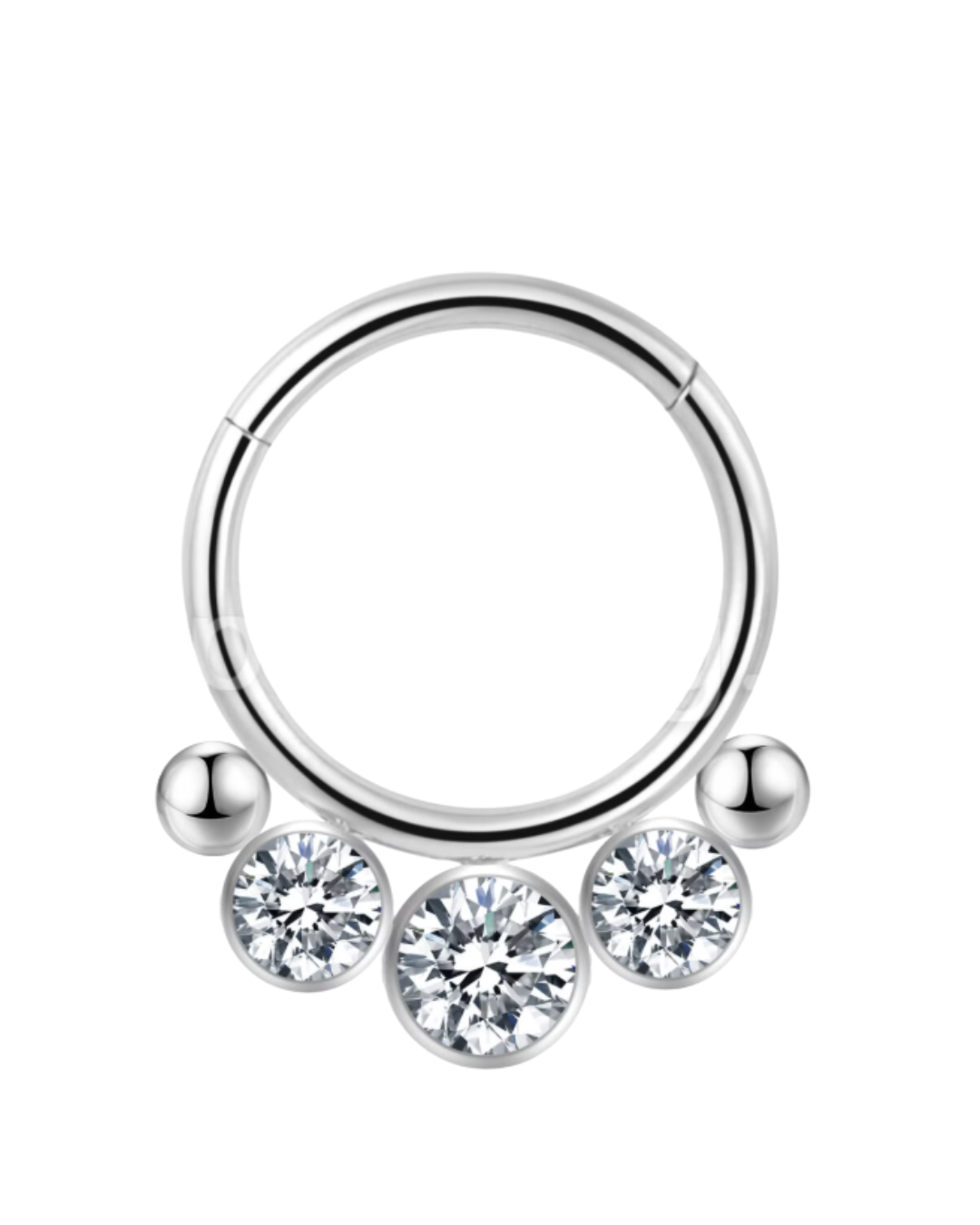 Piercing Argola Aço Cirúrgico 3 Zircônias Cod 14273 14272
