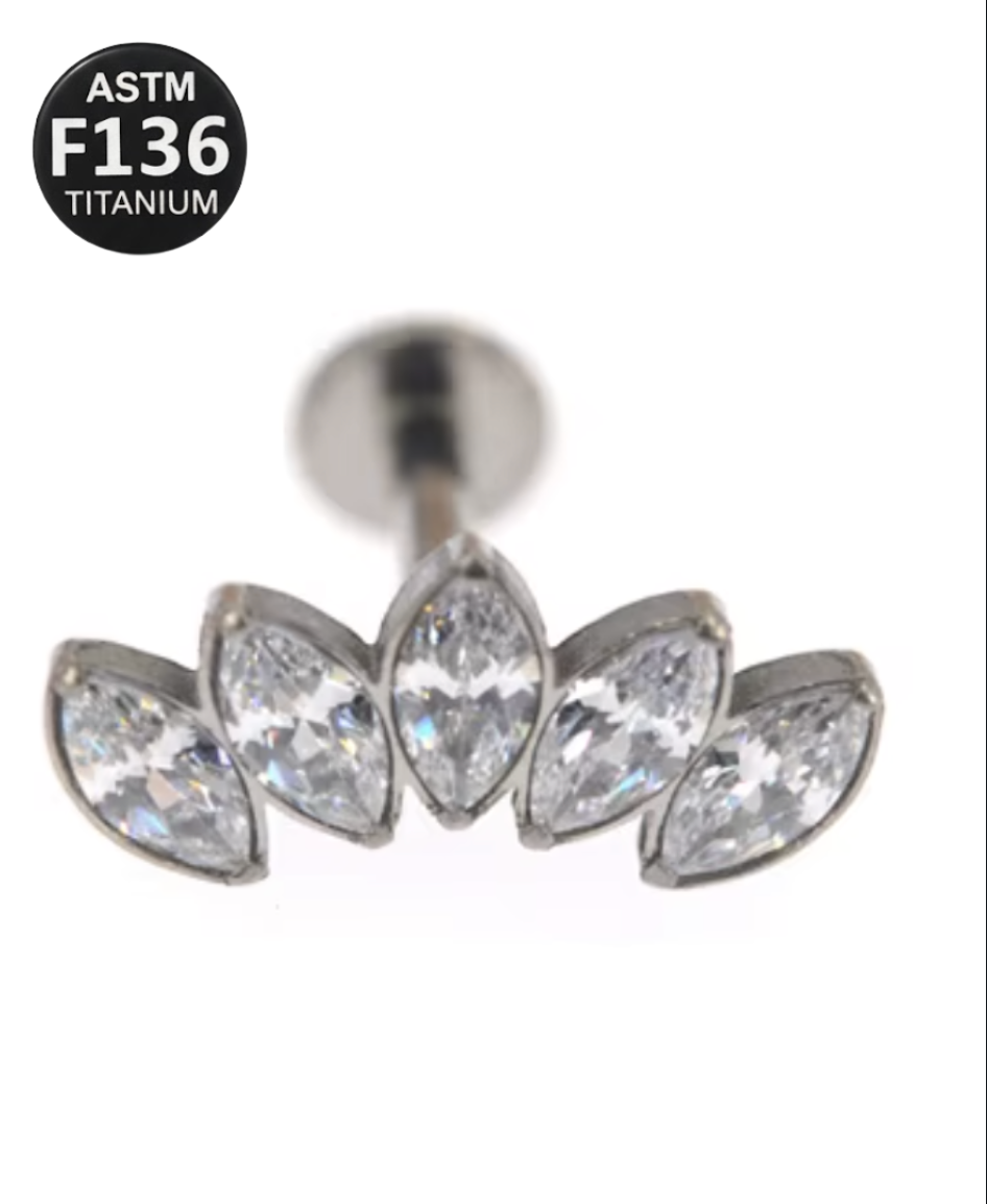 Piercing Labret Titânio Cluster Zircônia Cod TC127