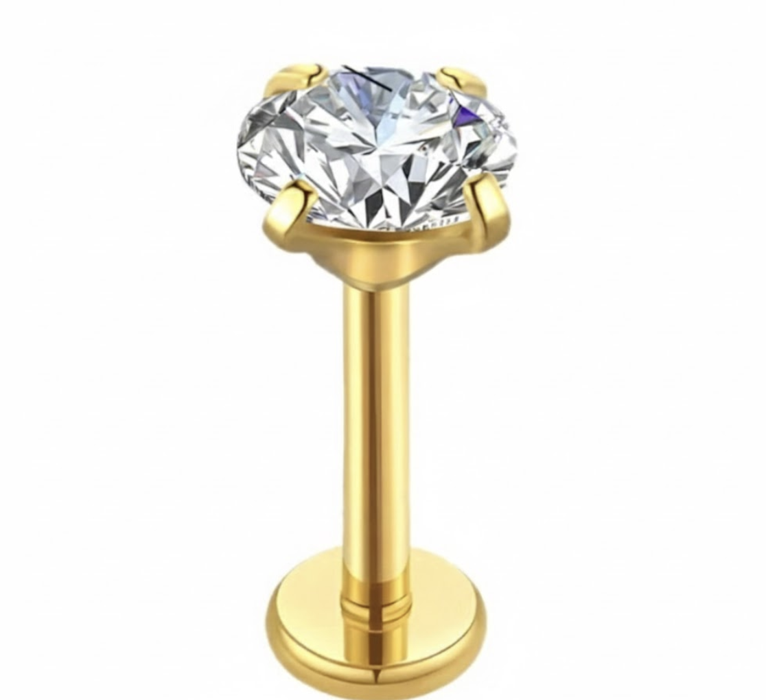Piercing Labret Push Pin Aço Cirúrgico Zircônia Cravada Cod 17000 16999