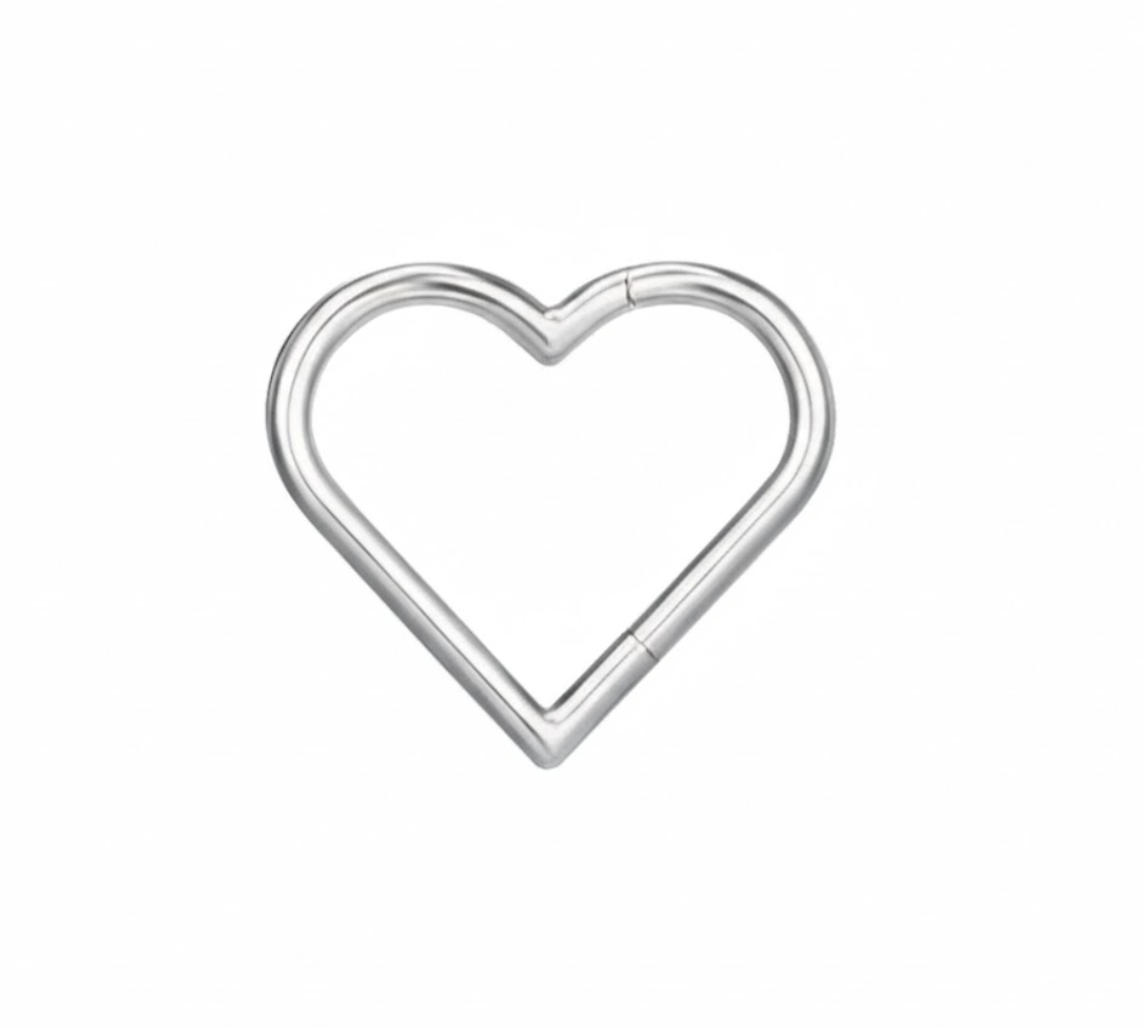 Piercing Coração Liso Aço Cirúrgico Segmento Articulado Cod 11622 11623